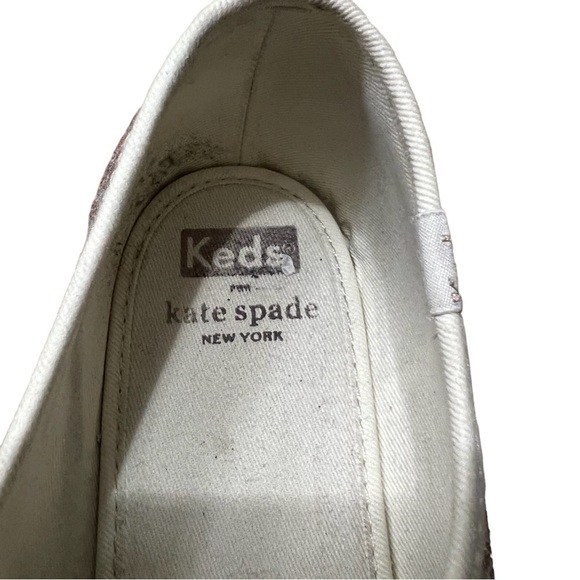 KEDS/KATE SPADE Collab Rose Gold Glitter Sneakers Sparkle Size 9 - Picture 4 of 7